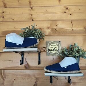 Soludos Dali Blue Espadrilles Slip On Shoes Canvas Loafer Flats Jute Boho Sz 8.5